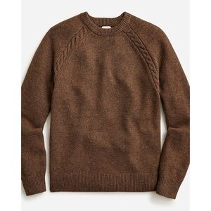 J Crew Rugged Merino Wool Cable Knit Sweater Brown Chunky Crewneck Sweater Small